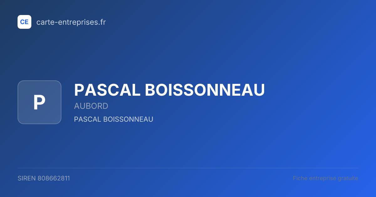 PASCAL BOISSONNEAU — 808662811 — fiche entreprise