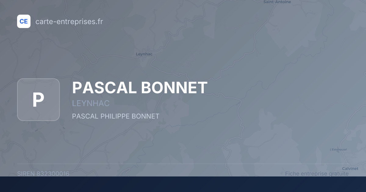 PASCAL BONNET — 832300016 — fiche entreprise