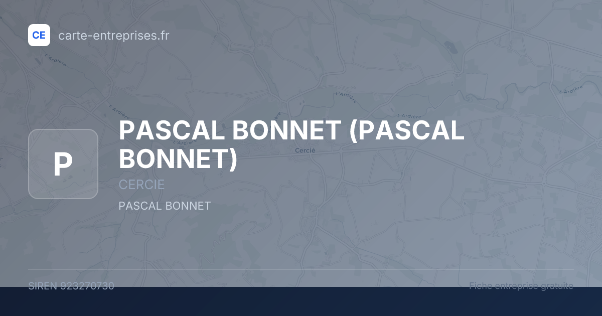 PASCAL BONNET — 923270730 — fiche entreprise
