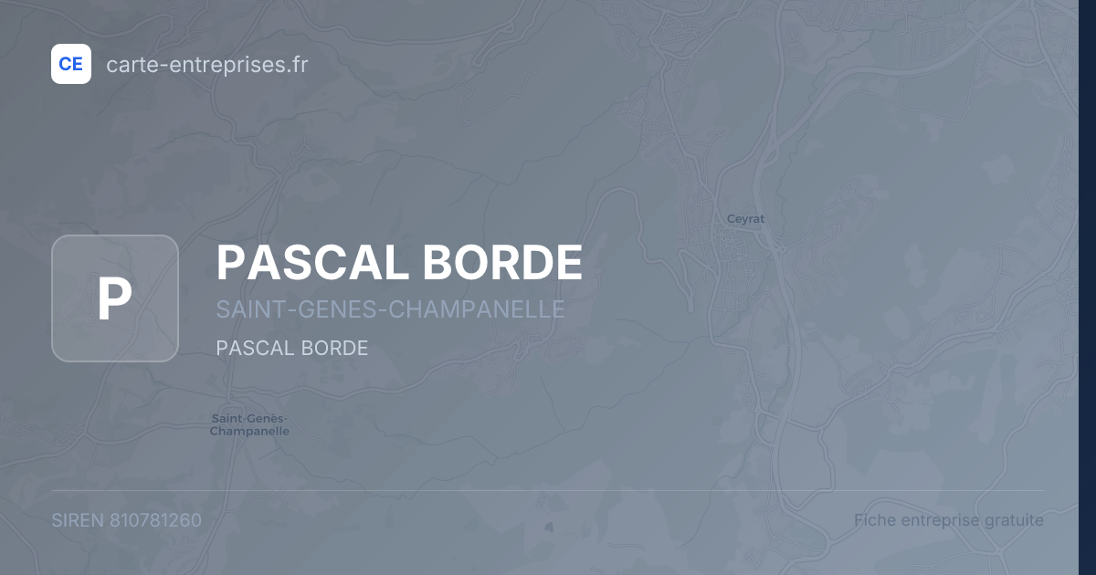 PASCAL BORDE — 810781260 — fiche entreprise