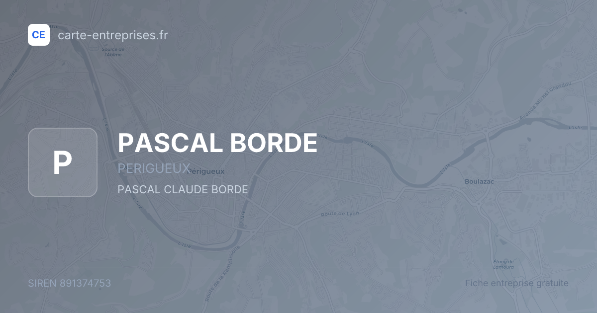 PASCAL BORDE — 891374753 — fiche entreprise