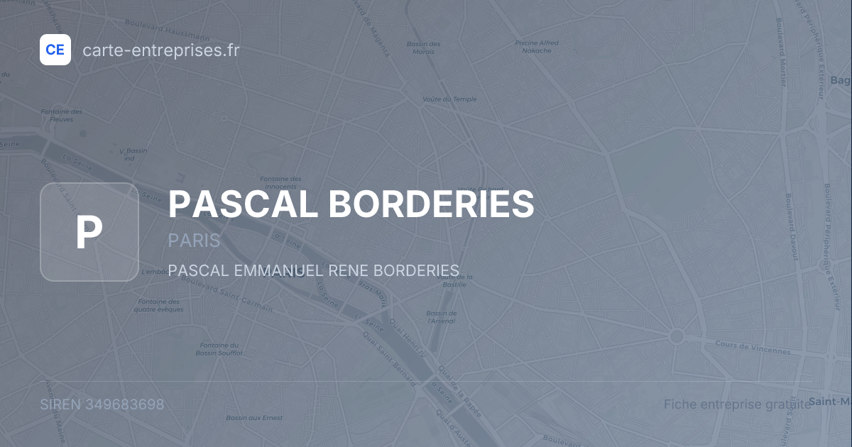 PASCAL BORDERIES — 349683698 — fiche entreprise