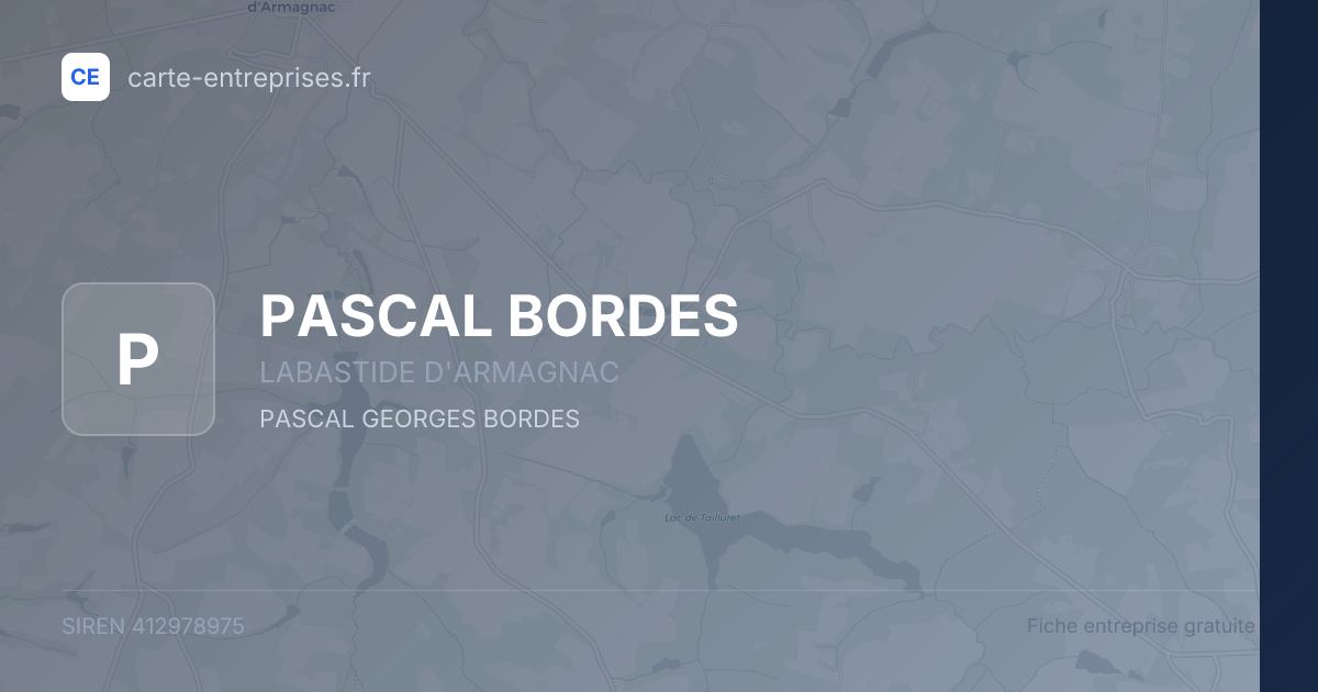 PASCAL BORDES — 412978975 — fiche entreprise