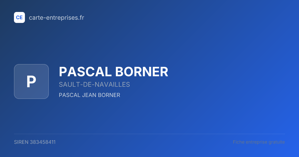 PASCAL BORNER — 383458411 — fiche entreprise