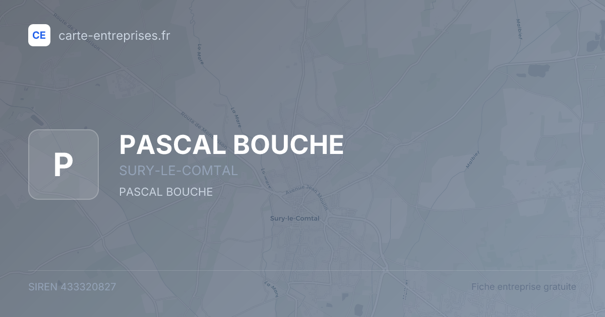 PASCAL BOUCHE — 433320827 — fiche entreprise