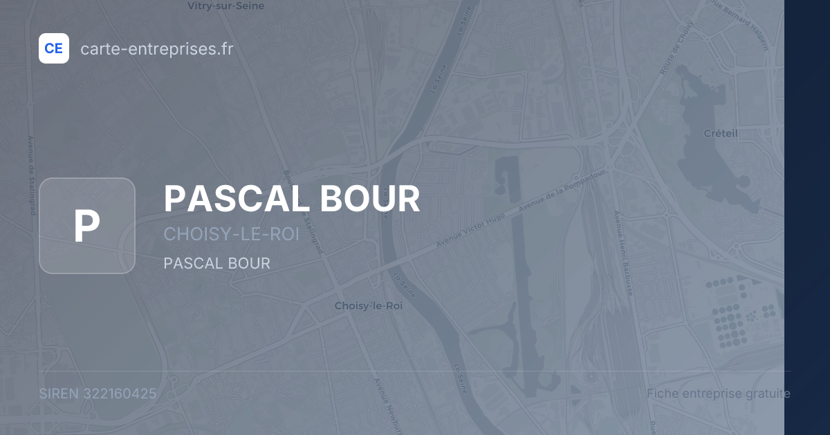 PASCAL BOUR — 322160425 — fiche entreprise