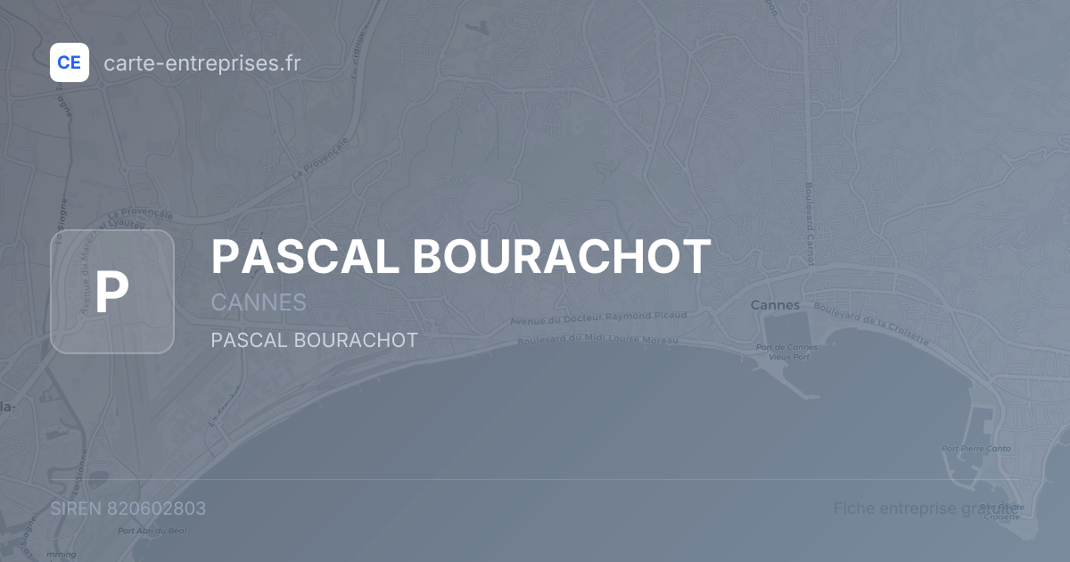 PASCAL BOURACHOT — 820602803 — fiche entreprise