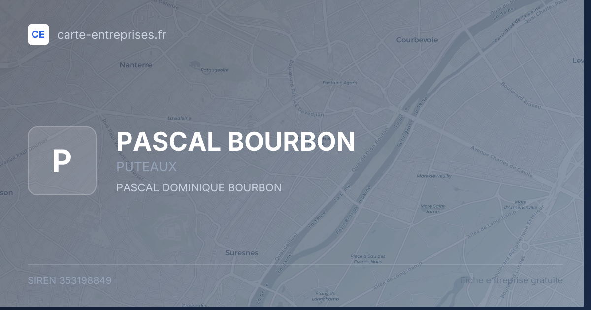 PASCAL BOURBON — 353198849 — fiche entreprise