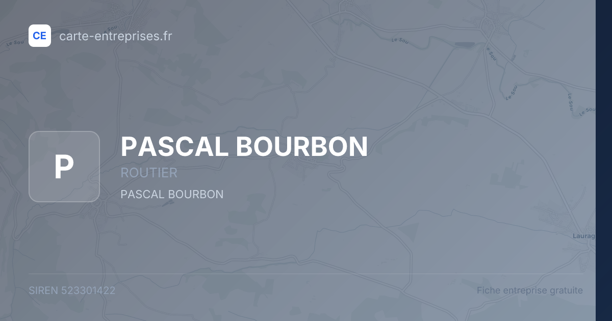 PASCAL BOURBON — 523301422 — fiche entreprise