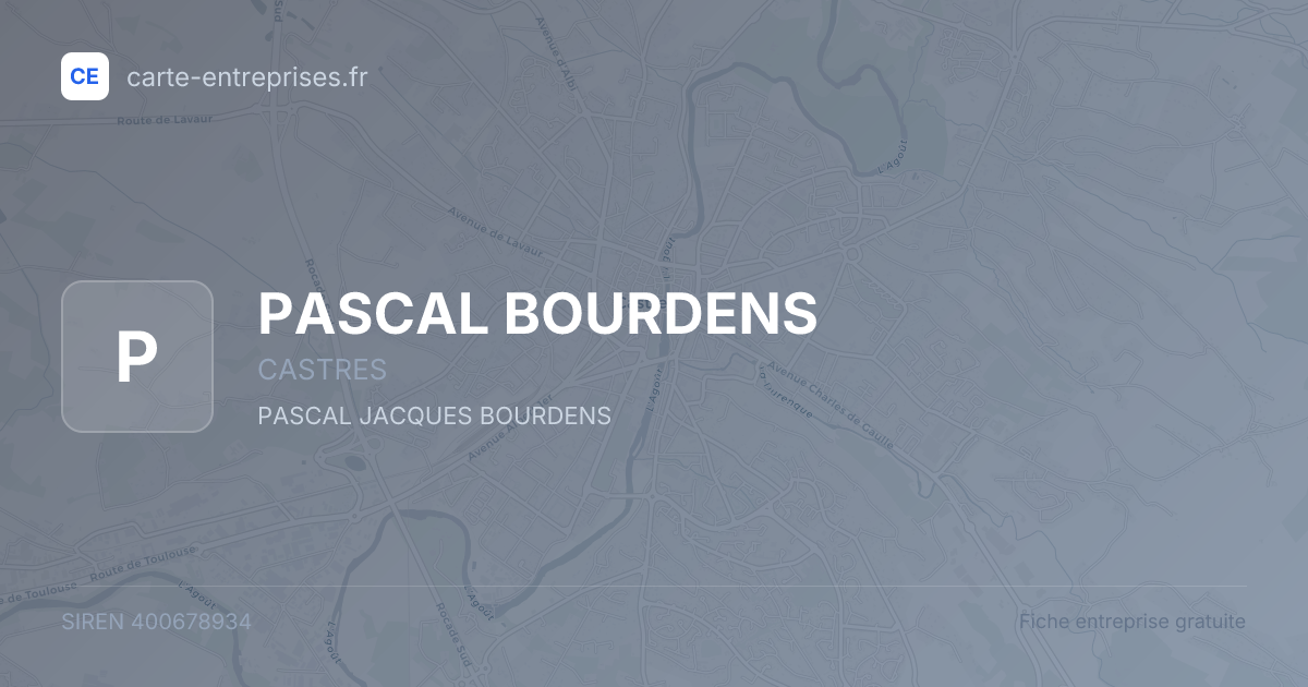 PASCAL BOURDENS — 400678934 — fiche entreprise
