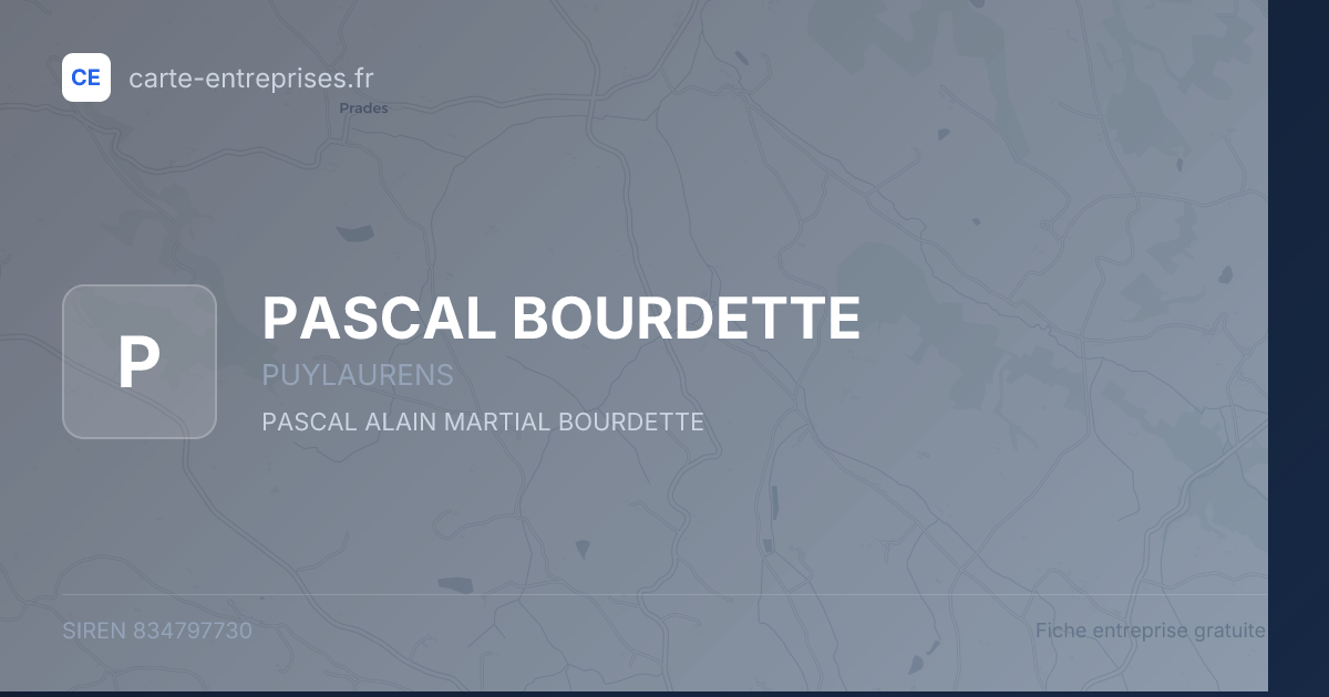 PASCAL BOURDETTE — 834797730 — fiche entreprise