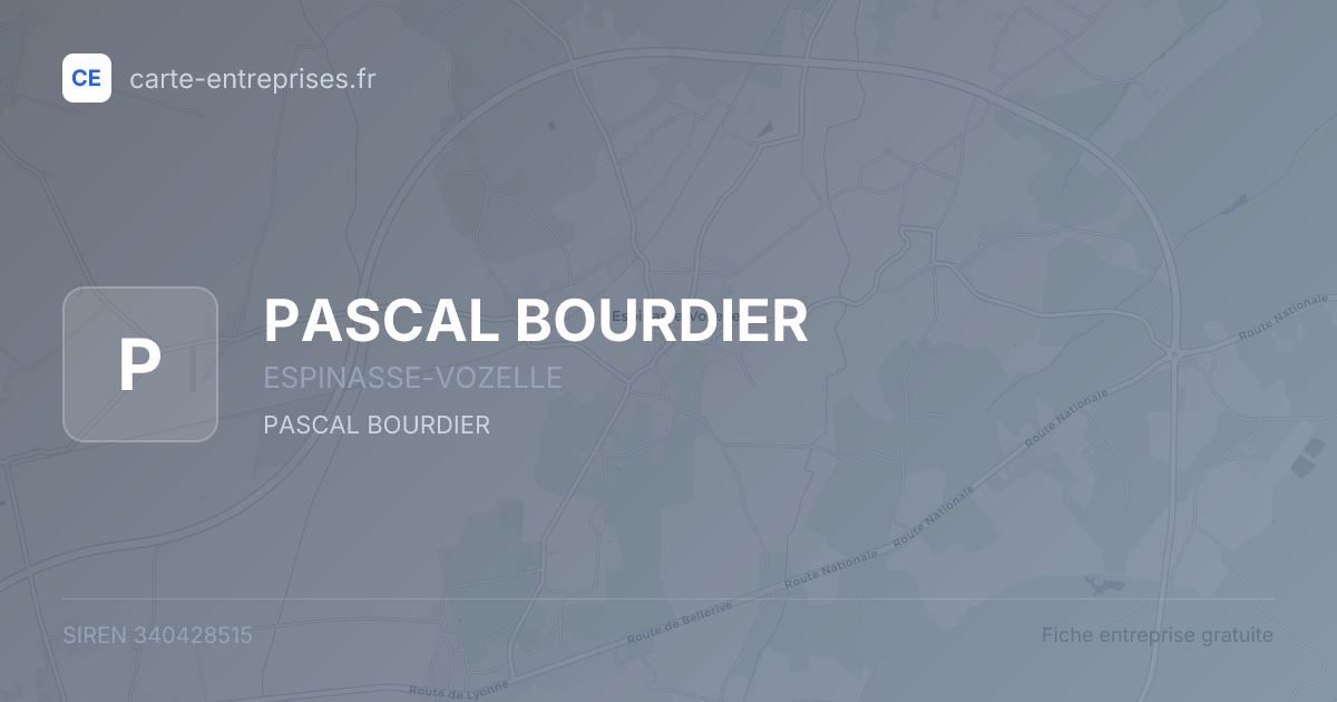 PASCAL BOURDIER — 340428515 — fiche entreprise