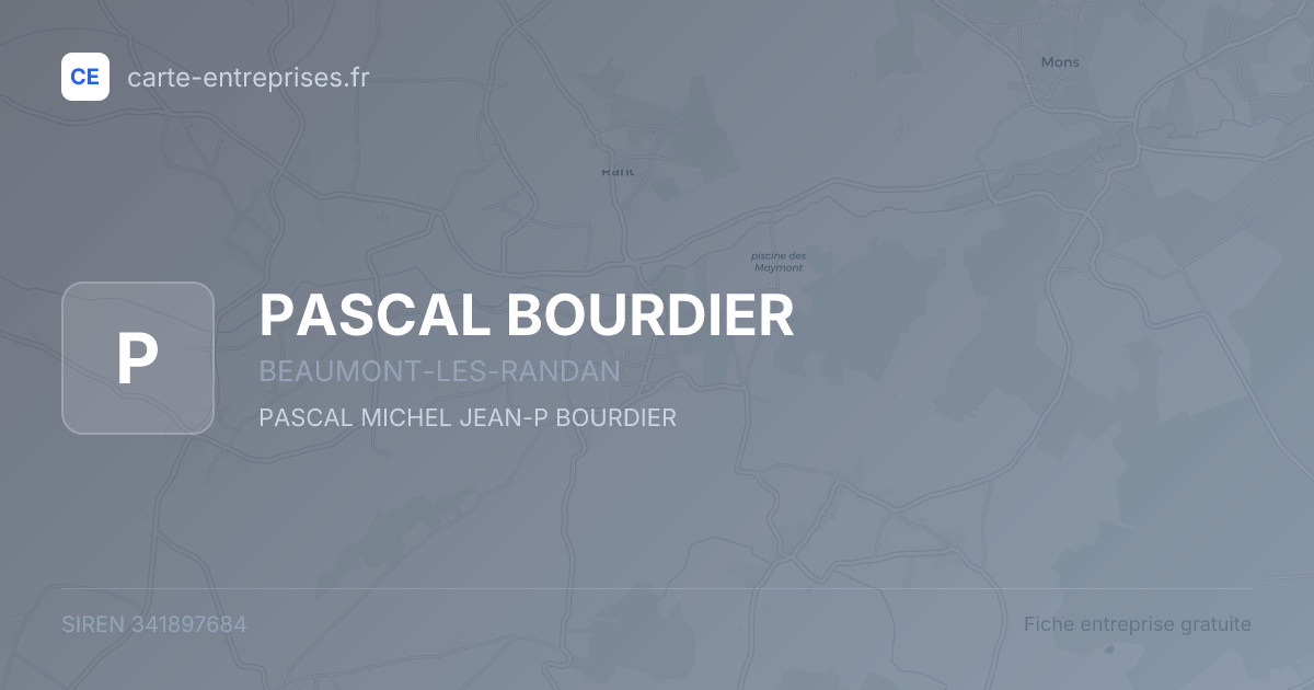 PASCAL BOURDIER — 341897684 — fiche entreprise