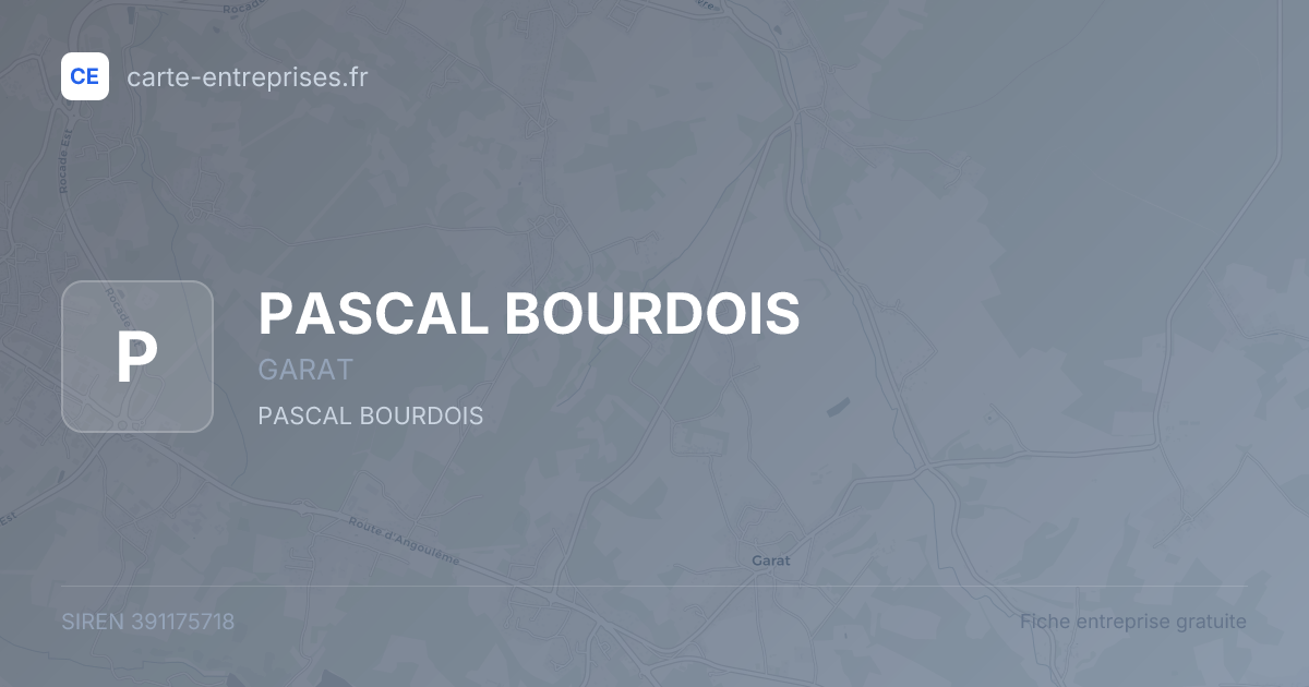 PASCAL BOURDOIS — 391175718 — fiche entreprise