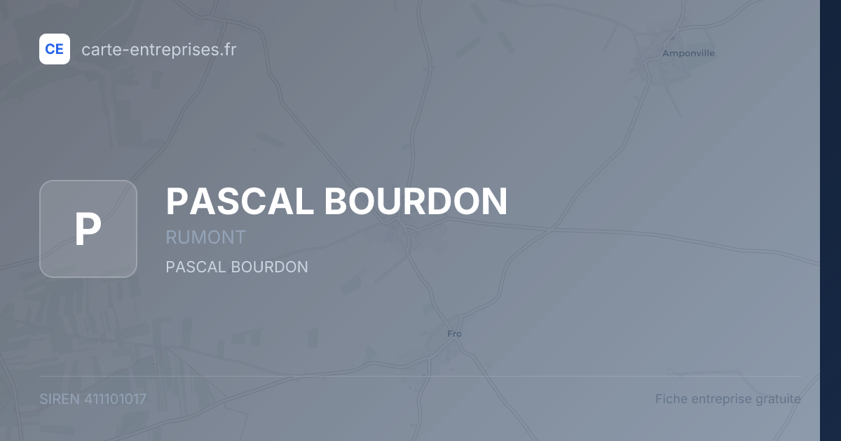 PASCAL BOURDON — 411101017 — fiche entreprise