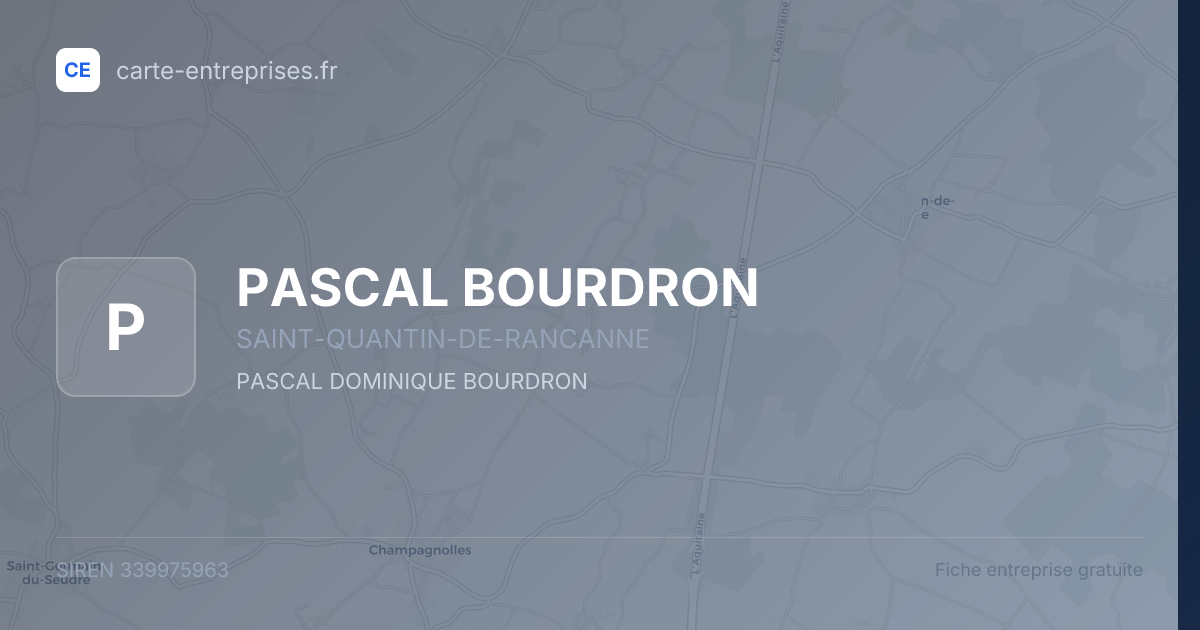 PASCAL BOURDRON — 339975963 — fiche entreprise