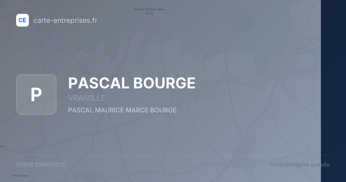 PASCAL BOURGE — 399875525 — fiche entreprise