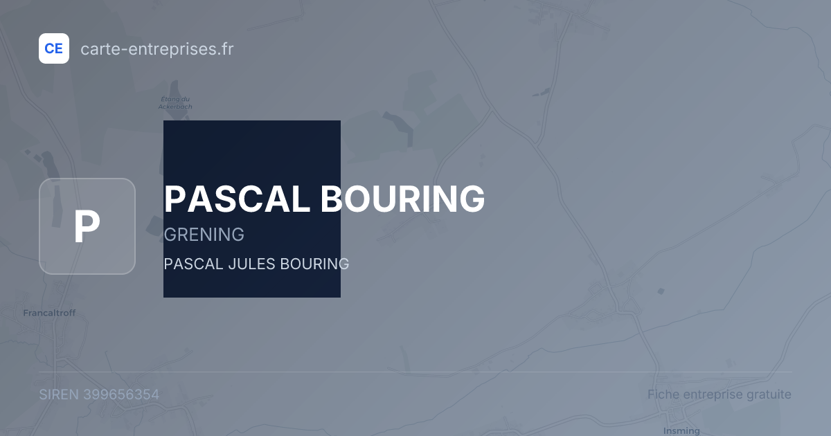 PASCAL BOURING — 399656354 — fiche entreprise