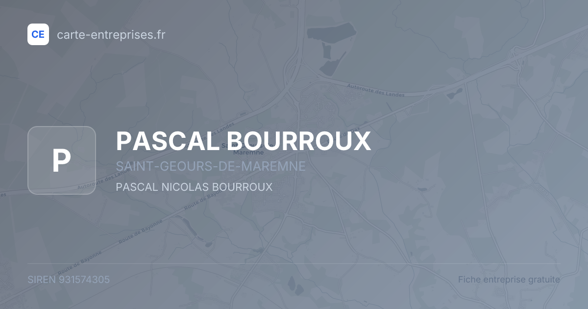 PASCAL BOURROUX — 931574305 — fiche entreprise
