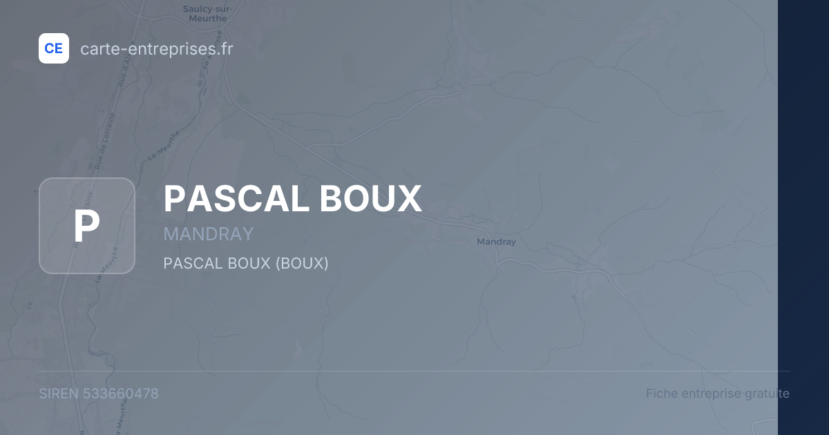 PASCAL BOUX — 533660478 — fiche entreprise