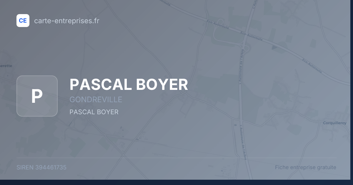 PASCAL BOYER — 394461735 — fiche entreprise