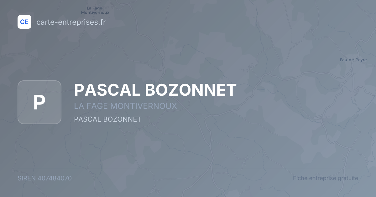 PASCAL BOZONNET — 407484070 — fiche entreprise