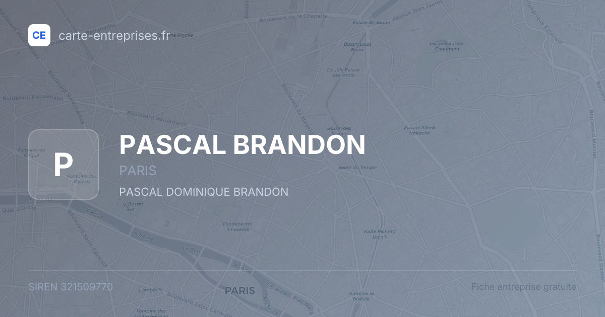 PASCAL BRANDON — 321509770 — fiche entreprise
