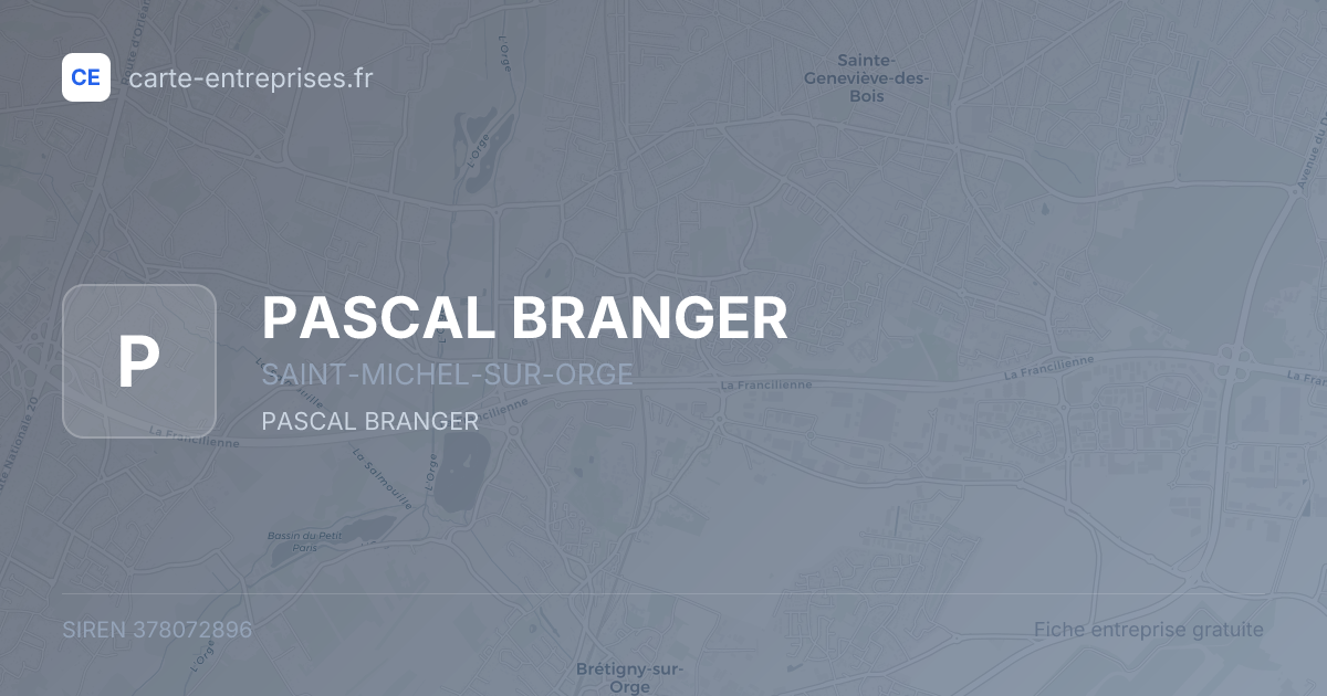 PASCAL BRANGER — 378072896 — fiche entreprise