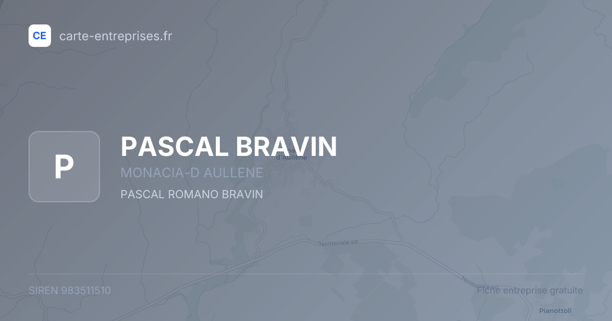 PASCAL BRAVIN — 983511510 — fiche entreprise