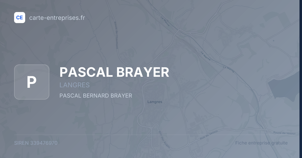 PASCAL BRAYER — 339476970 — fiche entreprise