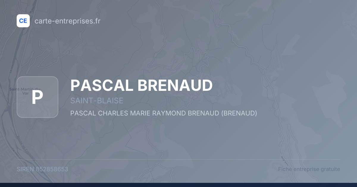PASCAL BRENAUD — 852858653 — fiche entreprise