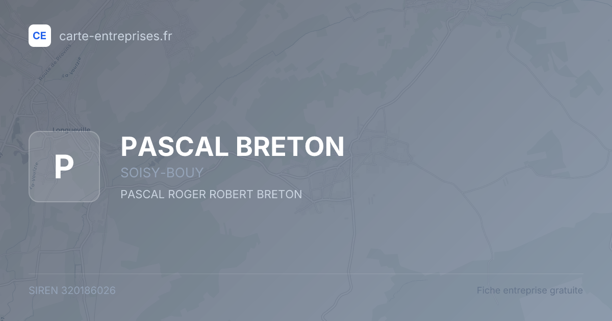PASCAL BRETON — 320186026 — fiche entreprise