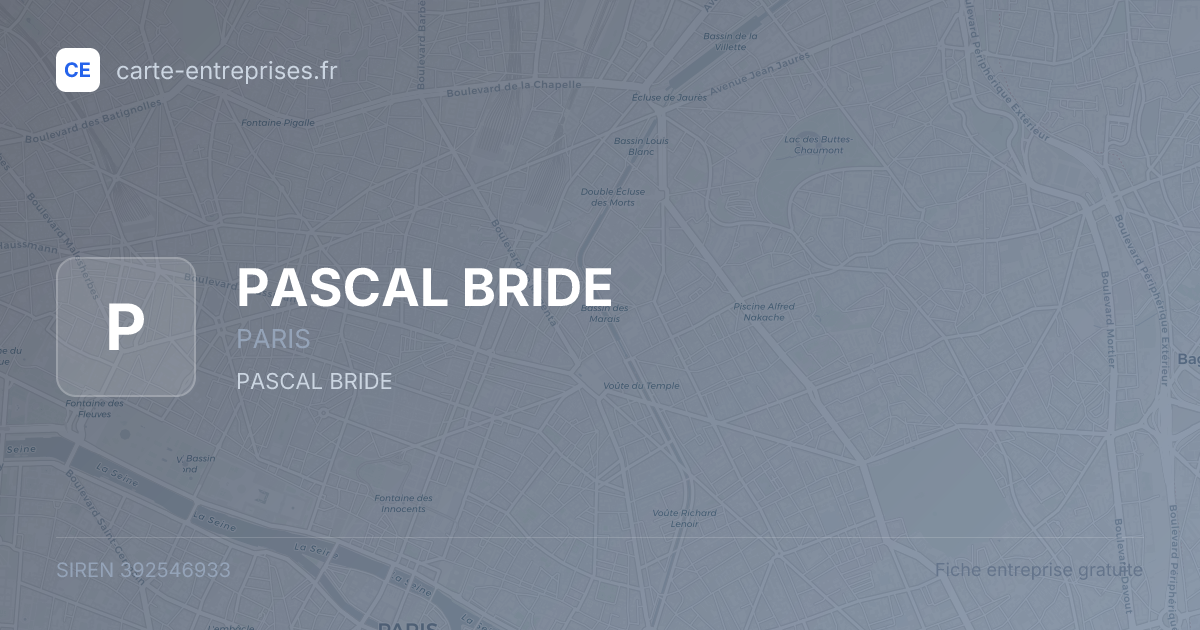PASCAL BRIDE — 392546933 — fiche entreprise