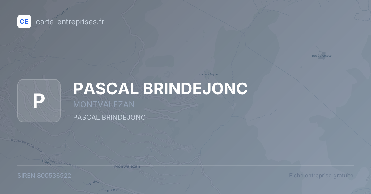 PASCAL BRINDEJONC — 800536922 — fiche entreprise