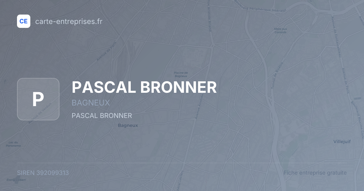 PASCAL BRONNER — 392099313 — fiche entreprise