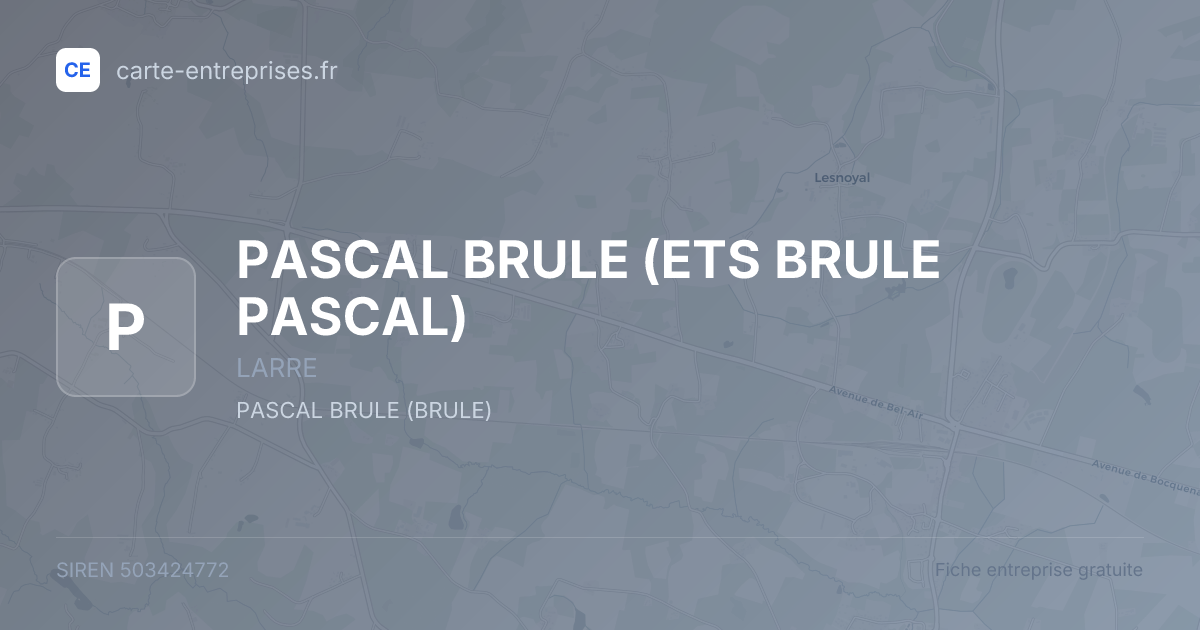 PASCAL BRULE (ETS BRULE PASCAL) — 503424772 — fiche entreprise