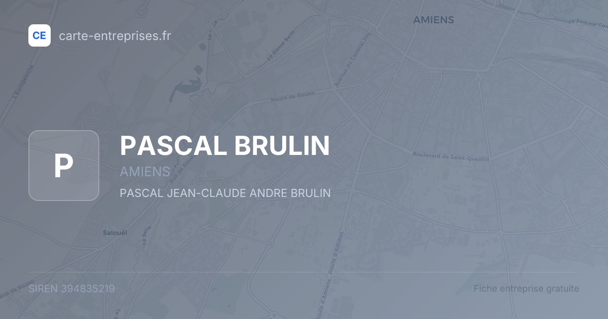 PASCAL BRULIN — 394835219 — fiche entreprise