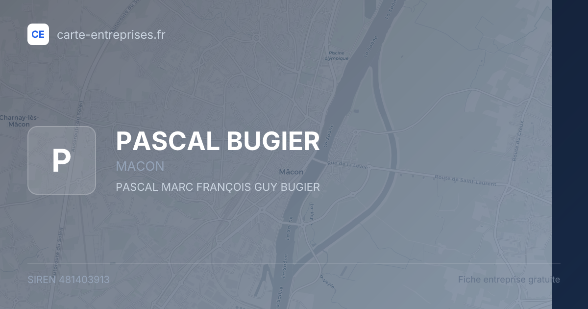 PASCAL BUGIER — 481403913 — fiche entreprise