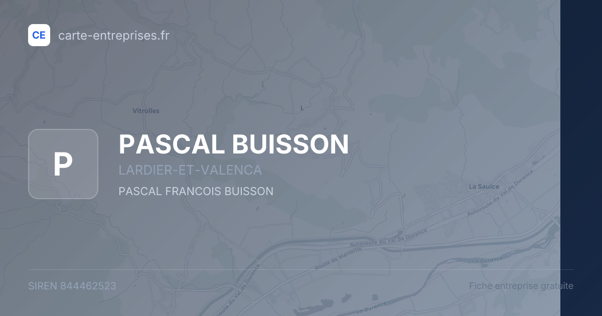 PASCAL BUISSON — 844462523 — fiche entreprise
