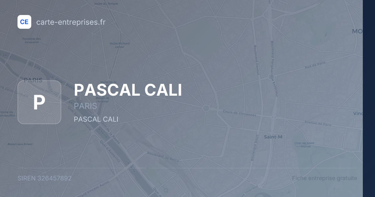 PASCAL CALI — 326457892 — fiche entreprise