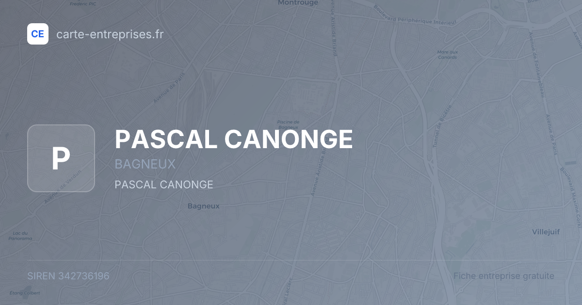 PASCAL CANONGE — 342736196 — fiche entreprise