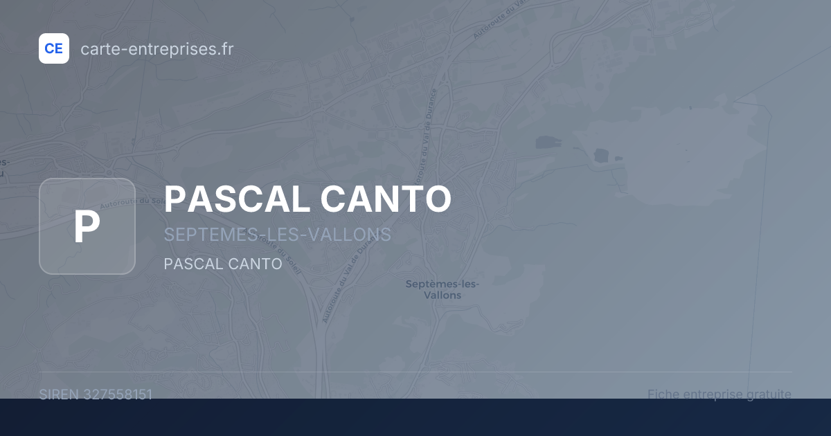PASCAL CANTO — 327558151 — fiche entreprise
