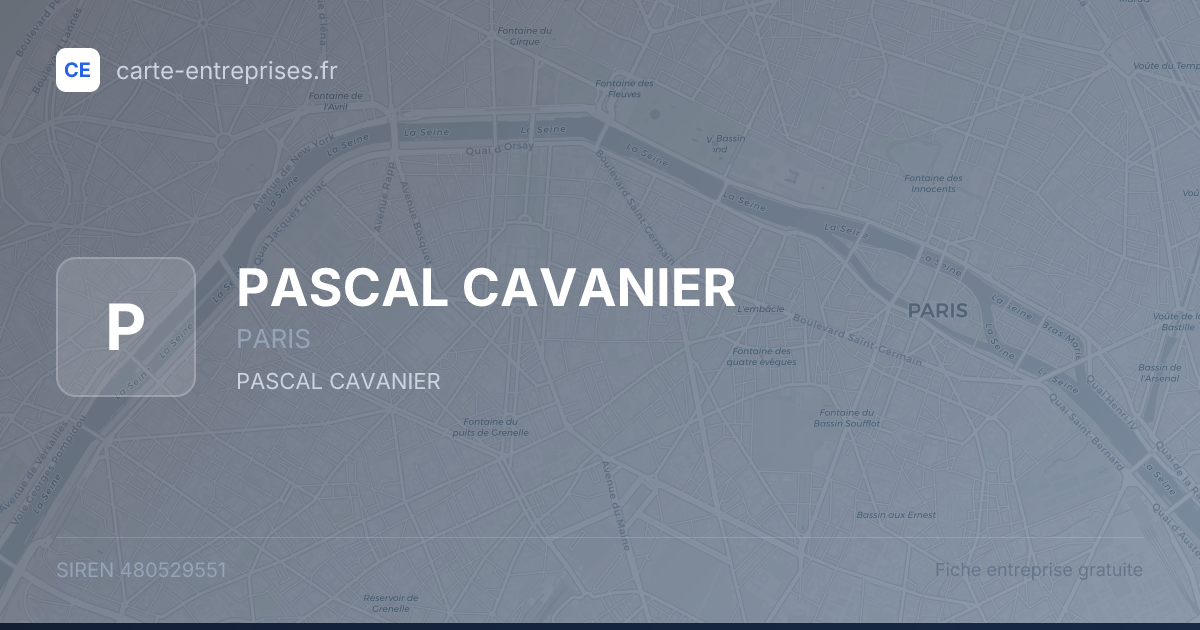 PASCAL CAVANIER — 480529551 — fiche entreprise