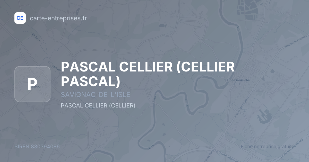 PASCAL CELLIER (CELLIER PASCAL) — 830394086 — fiche entreprise