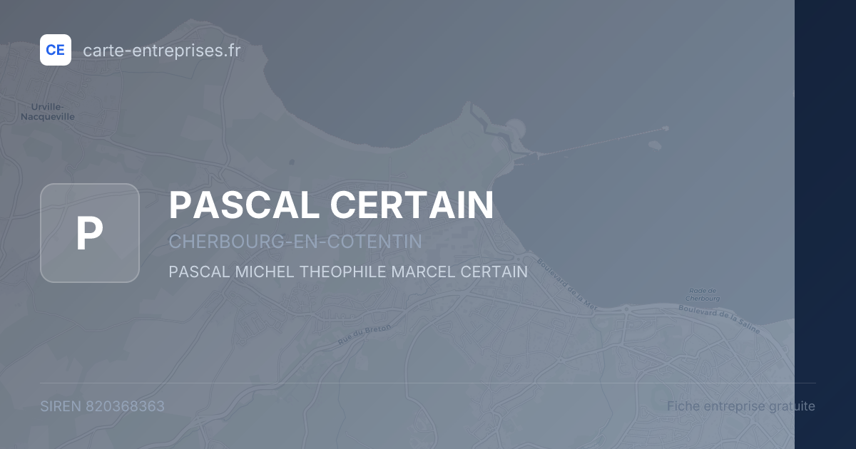PASCAL CERTAIN — 820368363 — fiche entreprise