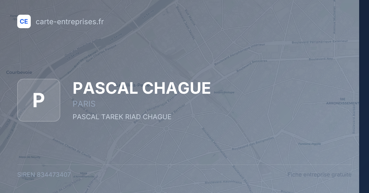 PASCAL CHAGUE — 834473407 — fiche entreprise