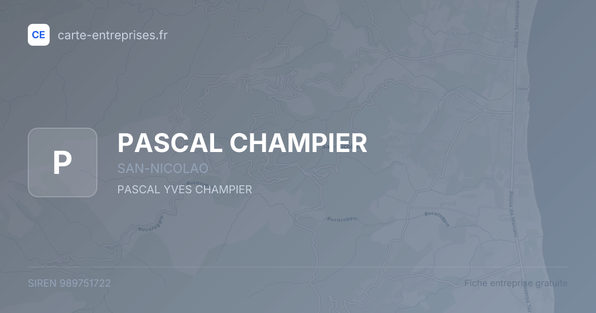 PASCAL CHAMPIER — 989751722 — fiche entreprise