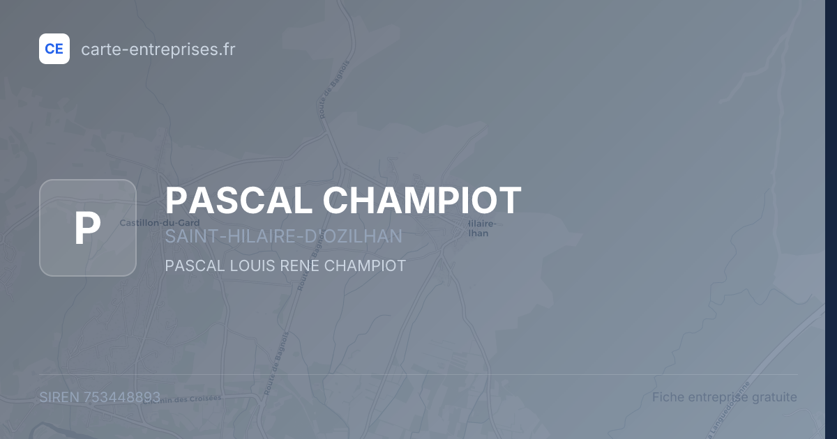 PASCAL CHAMPIOT — 753448893 — fiche entreprise