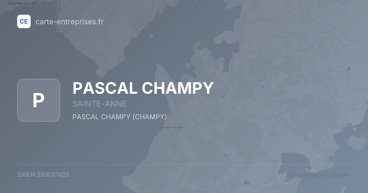 PASCAL CHAMPY — 399017805 — fiche entreprise