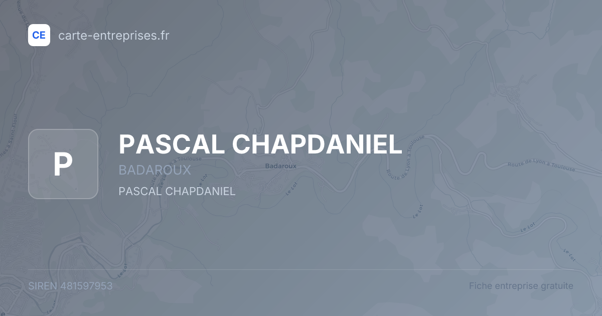 PASCAL CHAPDANIEL — 481597953 — fiche entreprise